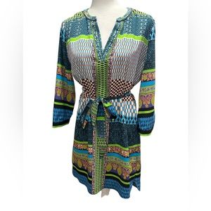 Hale Bob Multicolored Tunic with Waist Tie Medium Hale Bob Summer Tunic